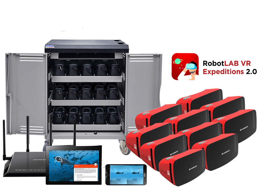 Virtual Reality Kit for Classrooms with Charging Cart